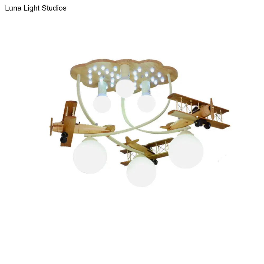 DecorBites™ DecorBites™ Contemporary Cloud & Glider Semi Flush Mount Ceiling Light for Kindergarten
