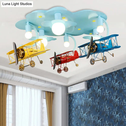 DecorBites™ DecorBites™ Contemporary Cloud & Glider Semi Flush Mount Ceiling Light for Kindergarten