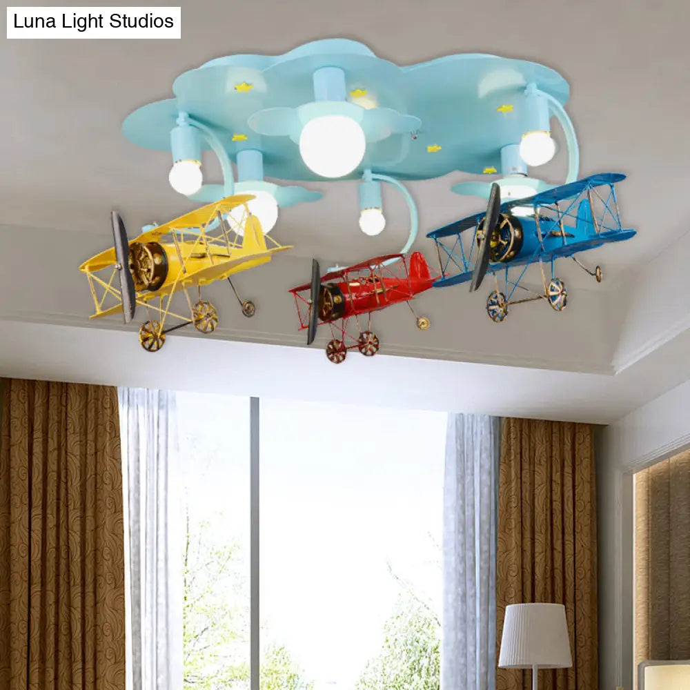 DecorBites™ DecorBites™ Contemporary Cloud & Glider Semi Flush Mount Ceiling Light for Kindergarten