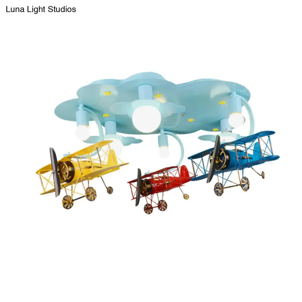 DecorBites™ DecorBites™ Contemporary Cloud & Glider Semi Flush Mount Ceiling Light for Kindergarten