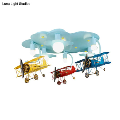DecorBites™ DecorBites™ Contemporary Cloud & Glider Semi Flush Mount Ceiling Light for Kindergarten