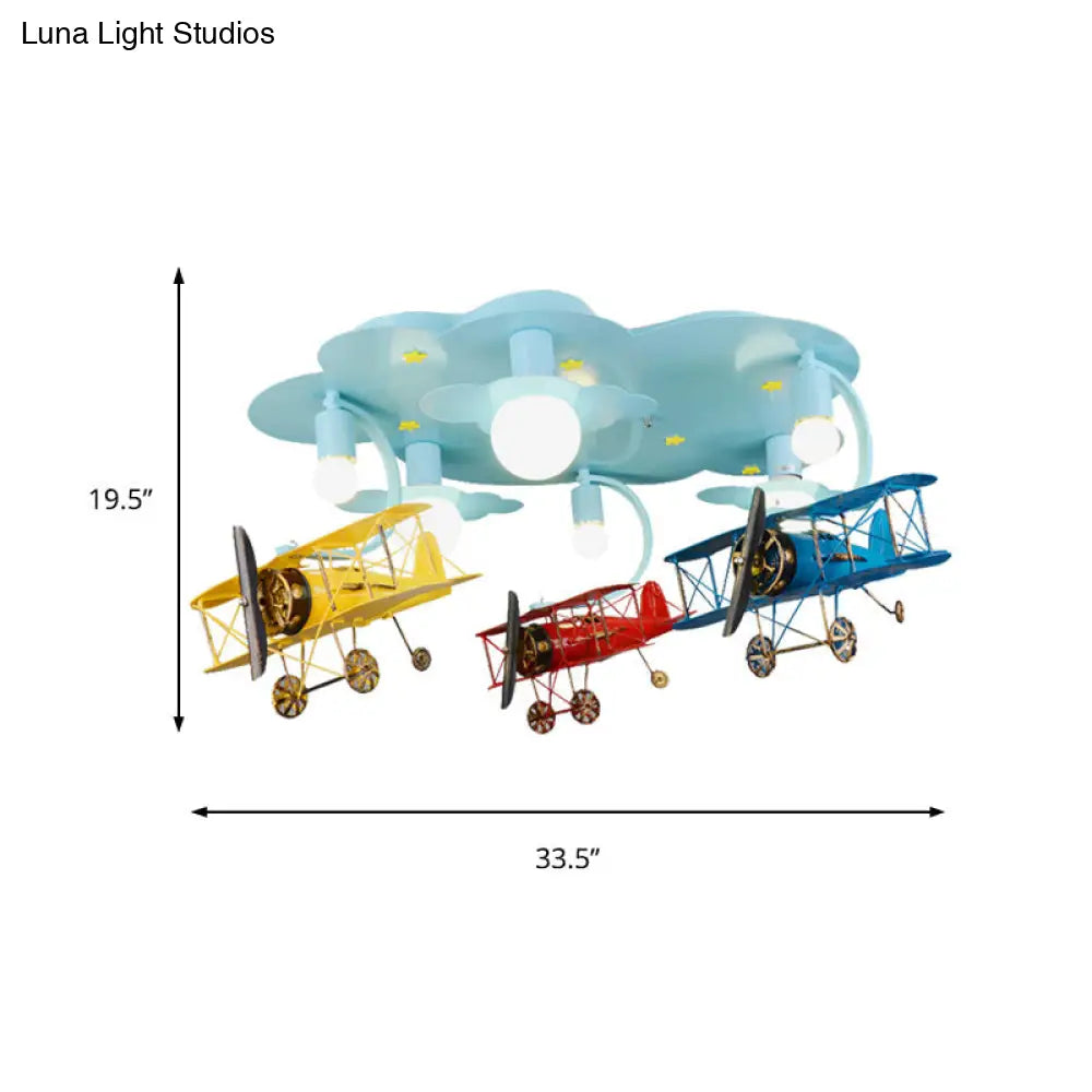 DecorBites™ DecorBites™ Contemporary Cloud & Glider Semi Flush Mount Ceiling Light for Kindergarten