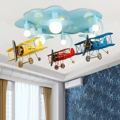 DecorBites™ DecorBites™ Contemporary Cloud & Glider Semi Flush Mount Ceiling Light for Kindergarten