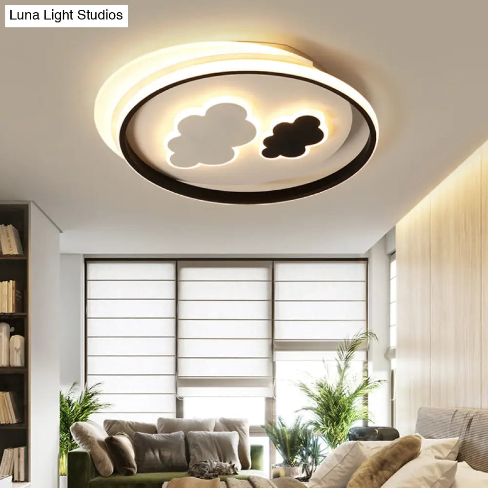 DecorBites™ DecorBites™ Contemporary Cloud-Shaped Flush Mount Ceiling Light for Kids Room in Black-White