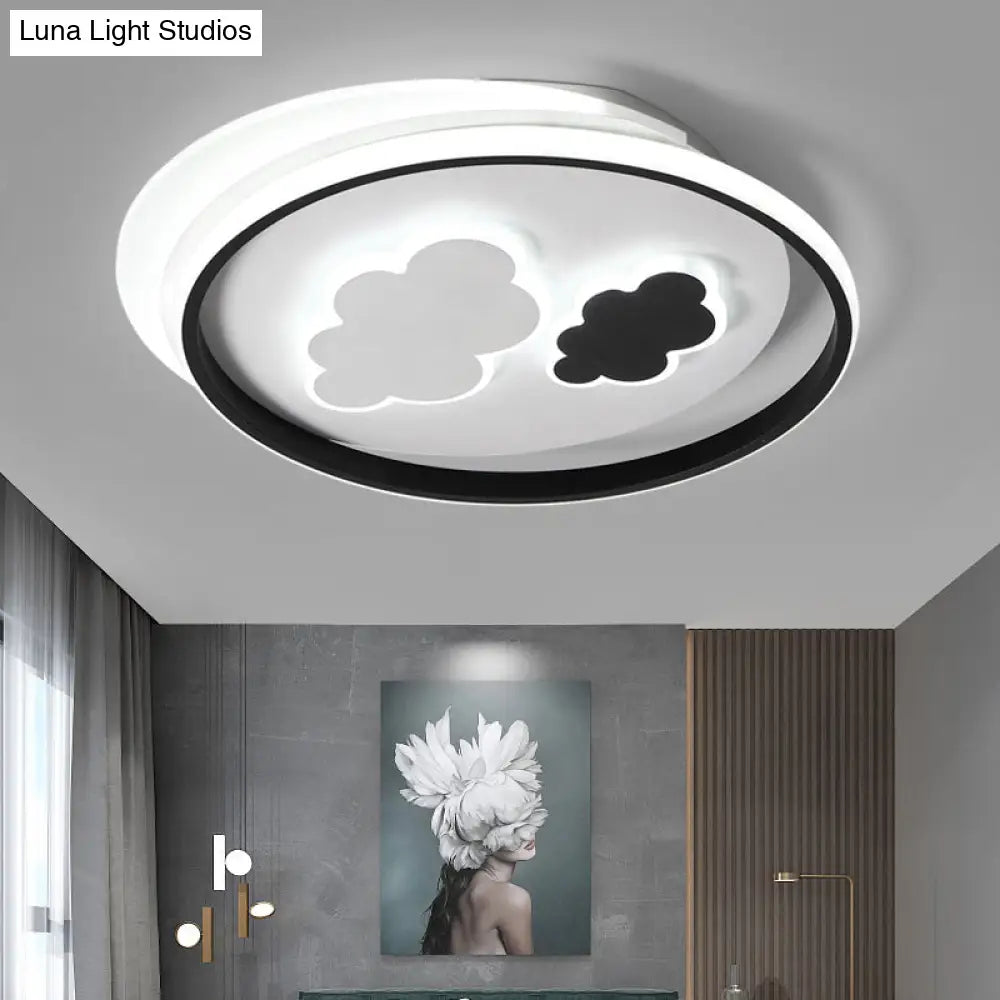 DecorBites™ DecorBites™ Contemporary Cloud-Shaped Flush Mount Ceiling Light for Kids Room in Black-White