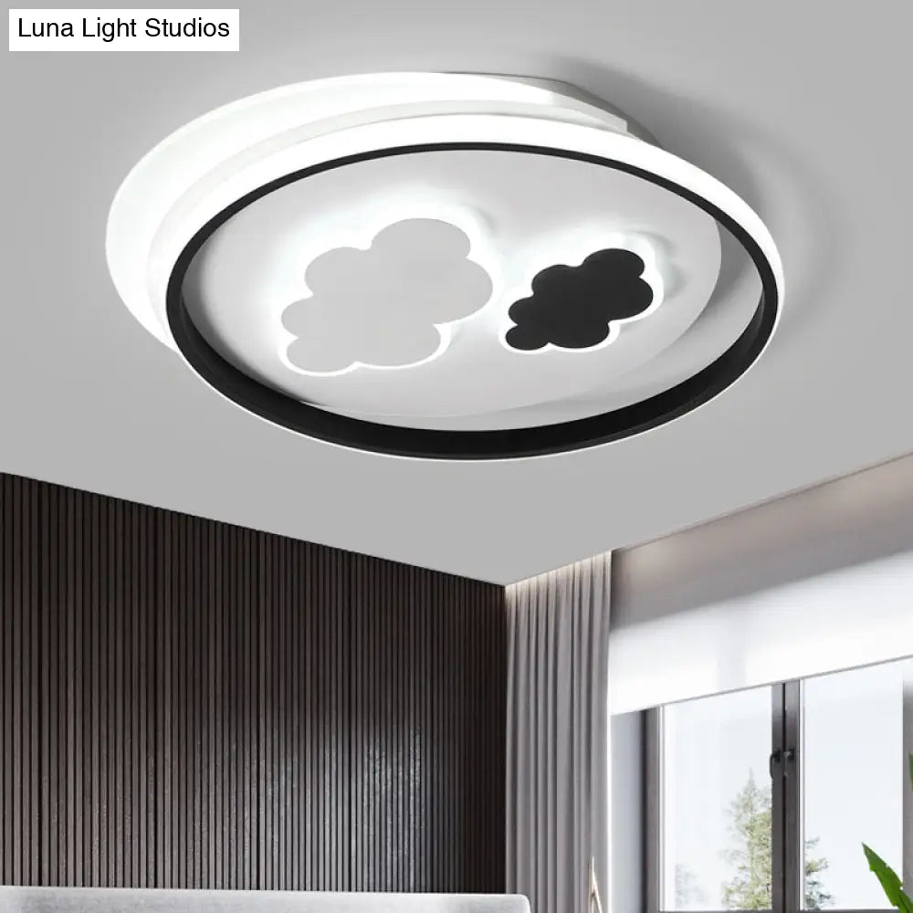 DecorBites™ DecorBites™ Contemporary Cloud-Shaped Flush Mount Ceiling Light for Kids Room in Black-White