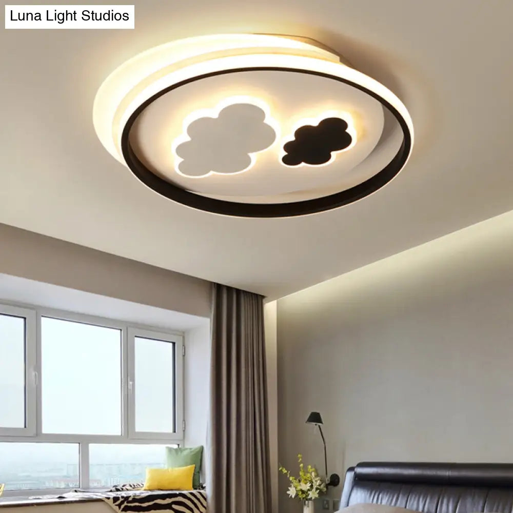 DecorBites™ DecorBites™ Contemporary Cloud-Shaped Flush Mount Ceiling Light for Kids Room in Black-White