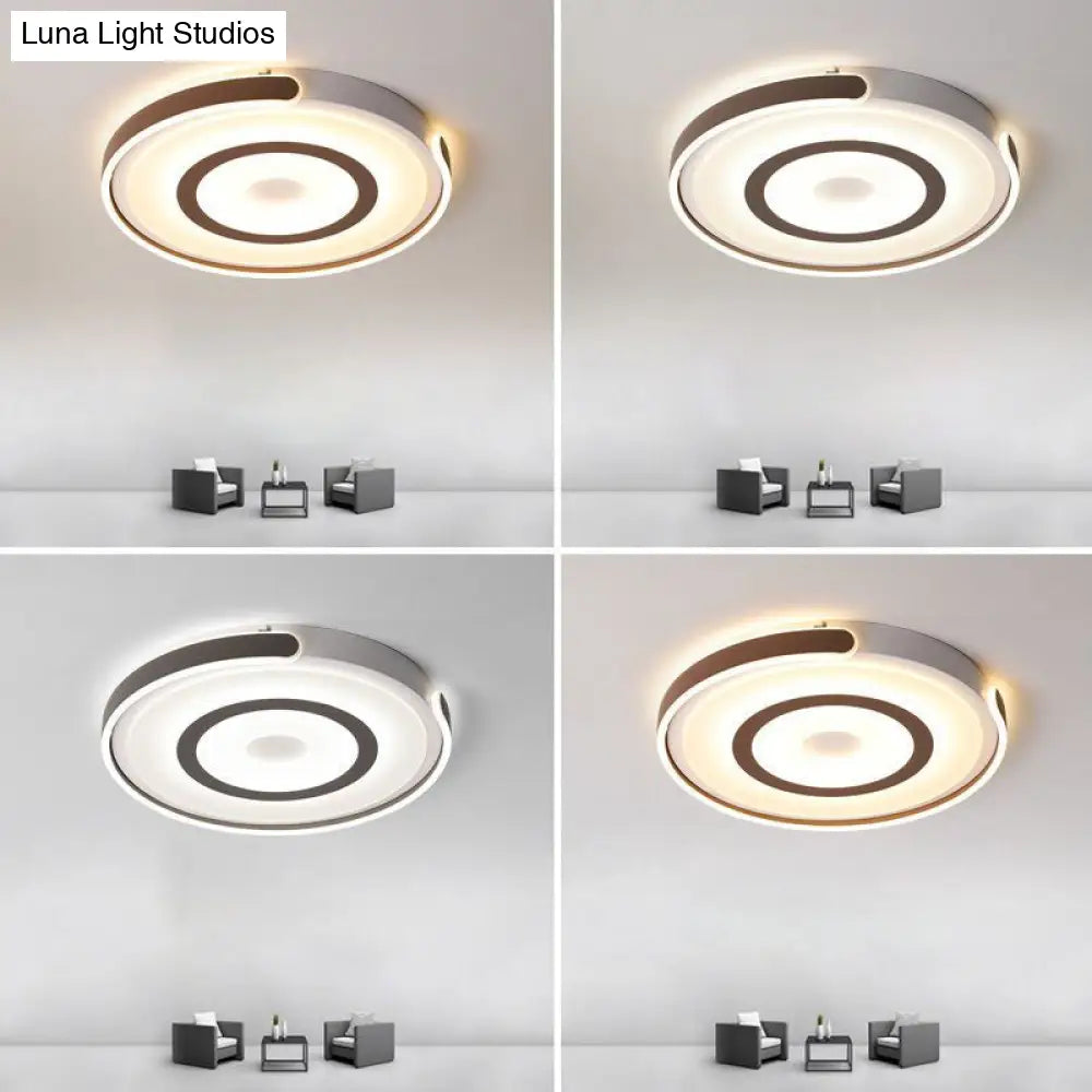 DecorBites™ DecorBites™ Contemporary Coffee LED Flush Mount Ceiling Light with Metal Halo Ring
