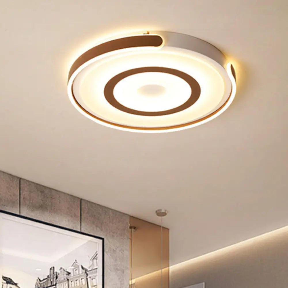 DecorBites™ DecorBites™ Contemporary Coffee LED Flush Mount Ceiling Light with Metal Halo Ring