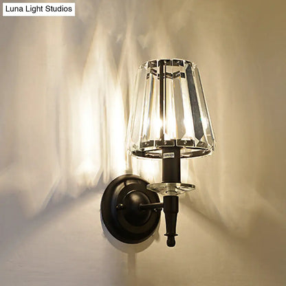 DecorBites™ DecorBites™ Contemporary Cone Clear Crystal Wall Sconce - Black 1 Light Wall Lamp