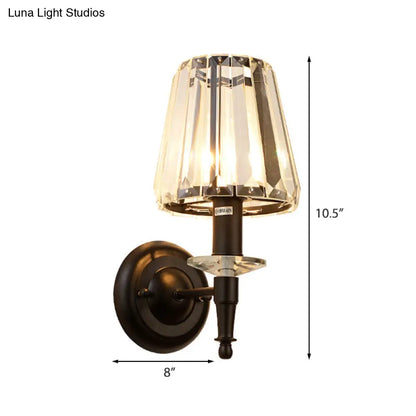 DecorBites™ DecorBites™ Contemporary Cone Clear Crystal Wall Sconce - Black 1 Light Wall Lamp