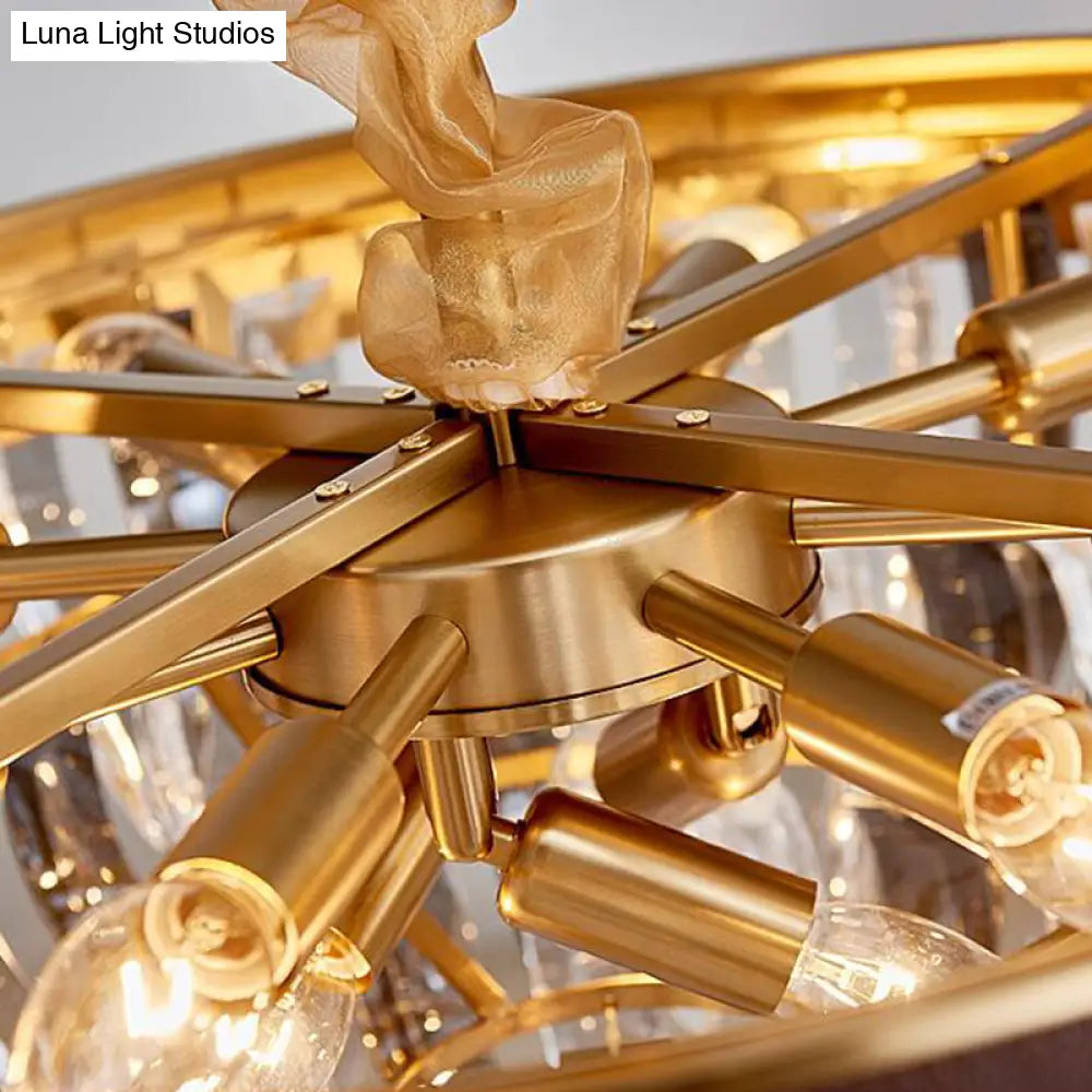 Lámpara de araña colgante contemporánea de cristal con forma de cono - Lámpara de suspensión marrón de 11 luces