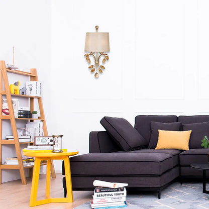 DecorBites™ DecorBites™ Contemporary Cone Wall Sconce with Amber Crystal Leaf Branch and Brass Finish