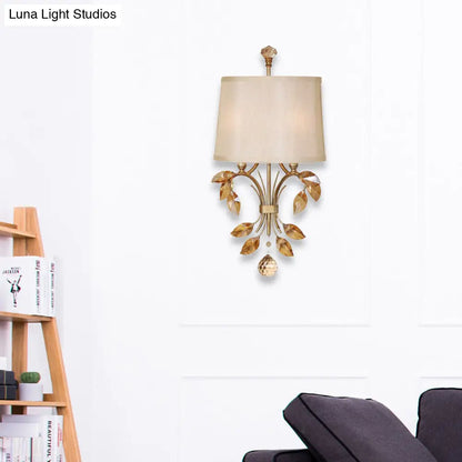 DecorBites™ DecorBites™ Contemporary Cone Wall Sconce with Amber Crystal Leaf Branch and Brass Finish