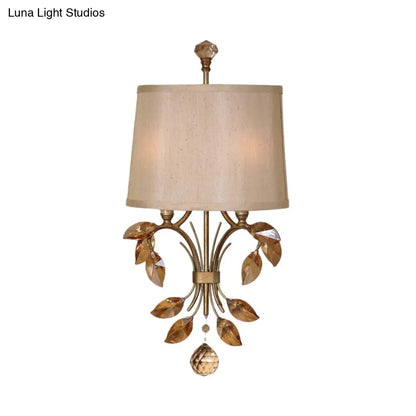 DecorBites™ DecorBites™ Contemporary Cone Wall Sconce with Amber Crystal Leaf Branch and Brass Finish