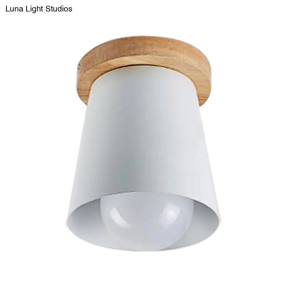 DecorBites™ DecorBites™ Contemporary Conical Ceiling Light, Gray/White/Green - Metal Flush Mount for Bedroom