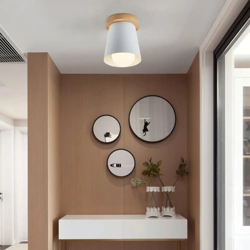 DecorBites™ DecorBites™ Contemporary Conical Ceiling Light, Gray/White/Green - Metal Flush Mount for Bedroom