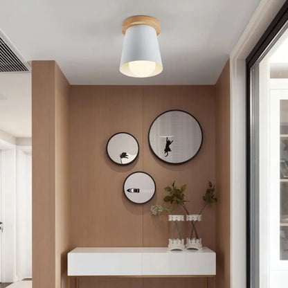 DecorBites™ DecorBites™ Contemporary Conical Ceiling Light, Gray/White/Green - Metal Flush Mount for Bedroom