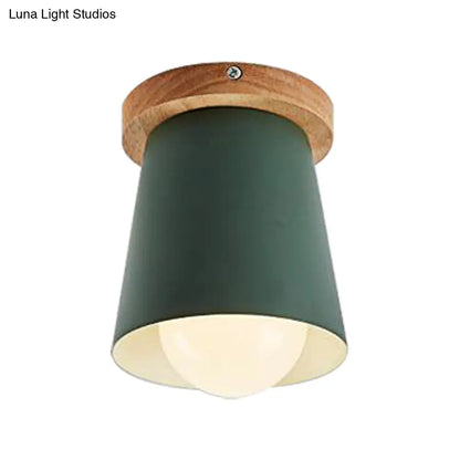 DecorBites™ DecorBites™ Contemporary Conical Ceiling Light, Gray/White/Green - Metal Flush Mount for Bedroom