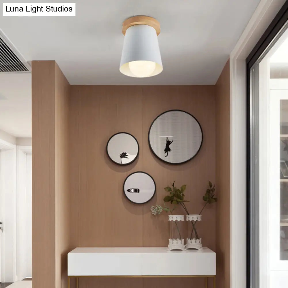 DecorBites™ DecorBites™ Contemporary Conical Ceiling Light, Gray/White/Green - Metal Flush Mount for Bedroom