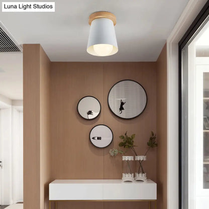 DecorBites™ DecorBites™ Contemporary Conical Ceiling Light, Gray/White/Green - Metal Flush Mount for Bedroom