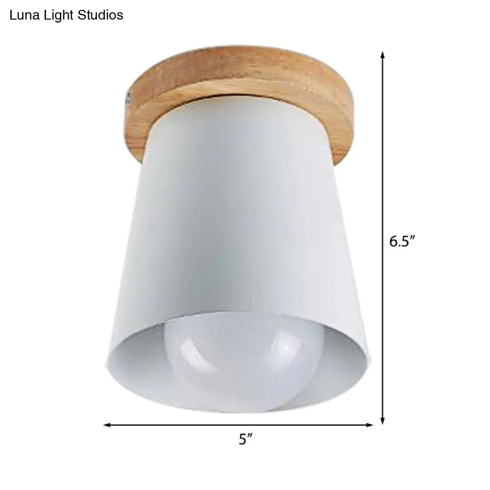 DecorBites™ DecorBites™ Contemporary Conical Ceiling Light, Gray/White/Green - Metal Flush Mount for Bedroom