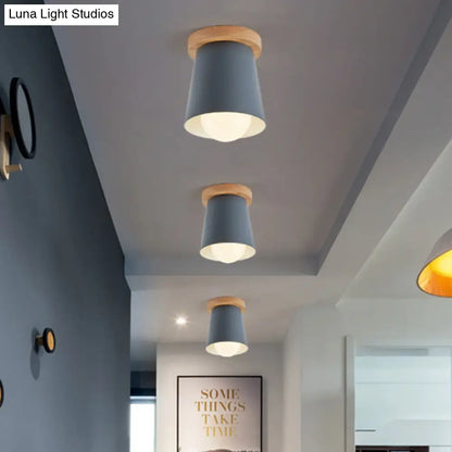 DecorBites™ DecorBites™ Contemporary Conical Ceiling Light, Gray/White/Green - Metal Flush Mount for Bedroom