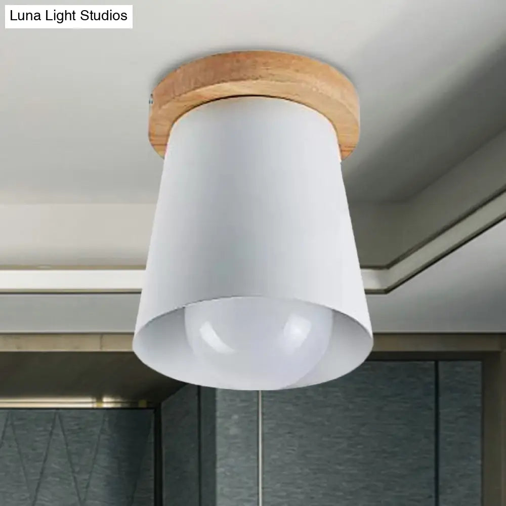 DecorBites™ DecorBites™ Contemporary Conical Ceiling Light, Gray/White/Green - Metal Flush Mount for Bedroom