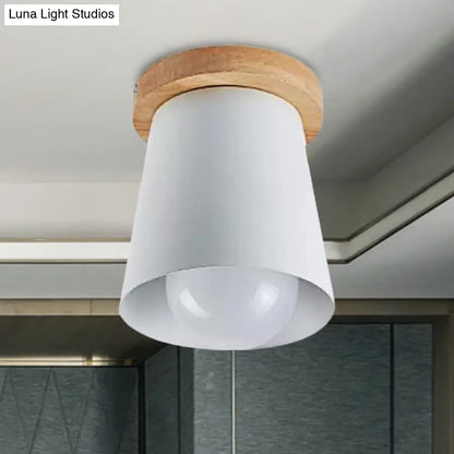 DecorBites™ DecorBites™ Contemporary Conical Ceiling Light, Gray/White/Green - Metal Flush Mount for Bedroom