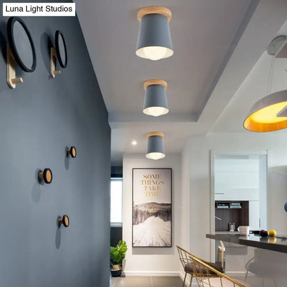 DecorBites™ DecorBites™ Contemporary Conical Ceiling Light, Gray/White/Green - Metal Flush Mount for Bedroom