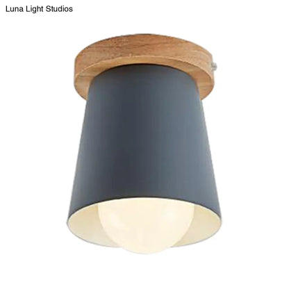 DecorBites™ DecorBites™ Contemporary Conical Ceiling Light, Gray/White/Green - Metal Flush Mount for Bedroom