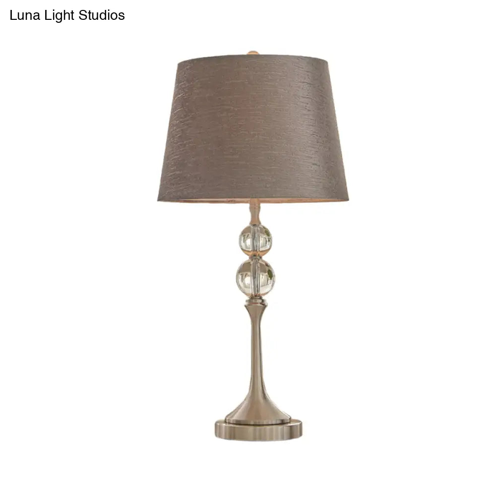 Contemporary Conical Crystal Desk Light - 11"/13" Wide Grey Night Table Lamp