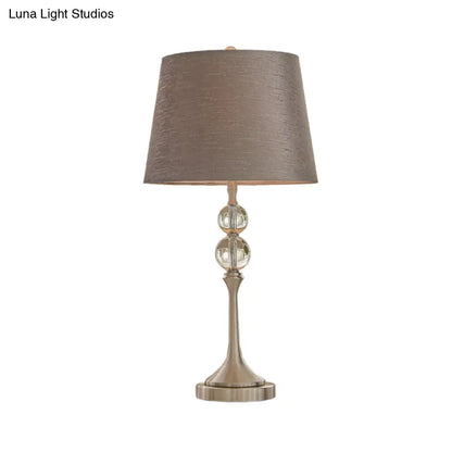 Contemporary Conical Crystal Desk Light - 11"/13" Wide Grey Night Table Lamp