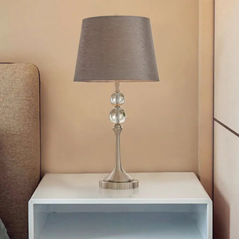 Contemporary Conical Crystal Desk Light - 11"/13" Wide Grey Night Table Lamp