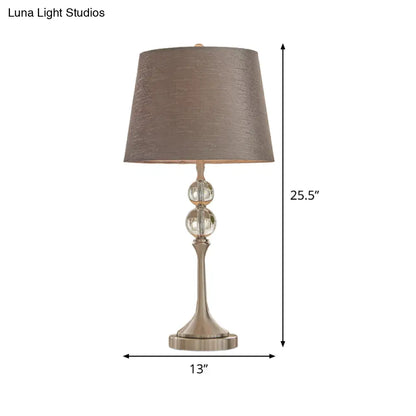 Contemporary Conical Crystal Desk Light - 11"/13" Wide Grey Night Table Lamp