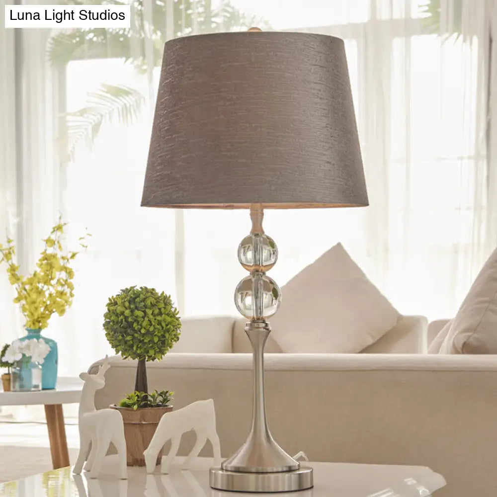 Contemporary Conical Crystal Desk Light - 11"/13" Wide Grey Night Table Lamp