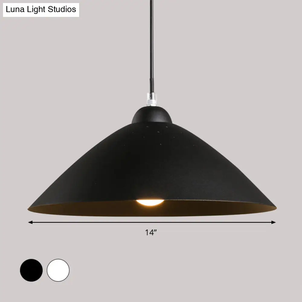 Contemporary Conical Metal Pendant Lamp - 1 Light Black/White - Perfect for Dining Room