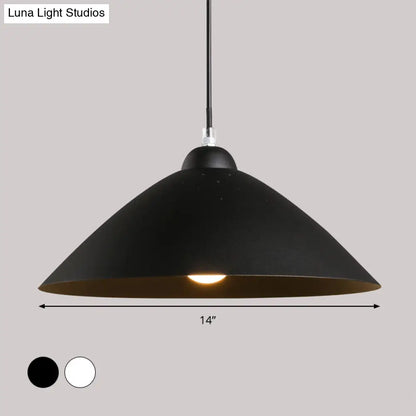 Contemporary Conical Metal Pendant Lamp - 1 Light Black/White - Perfect for Dining Room