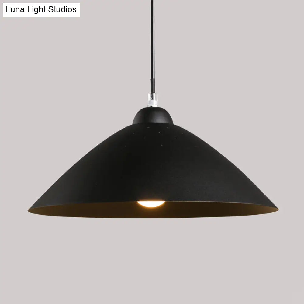 Contemporary Conical Metal Pendant Lamp - 1 Light Black/White - Perfect for Dining Room