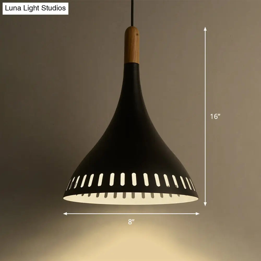 Contemporary Conical Metal Pendant Light - 1 Light, Black - 8"/12" Wide - Ideal for Dining Room