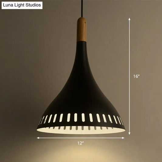 Contemporary Conical Metal Pendant Light - 1 Light, Black - 8"/12" Wide - Ideal for Dining Room