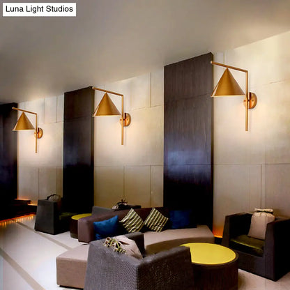 DecorBites™ DecorBites™ Contemporary Conical Metal Wall Sconce Light Fixture - 1 Light, Black/White/Gold, 8" W