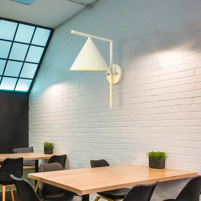 Contemporary Conical Metal Wall Sconce Light Fixture - 1 Light, Black/White/Gold, 8" W