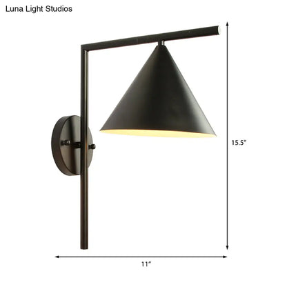 DecorBites™ DecorBites™ Contemporary Conical Metal Wall Sconce Light Fixture - 1 Light, Black/White/Gold, 8" W