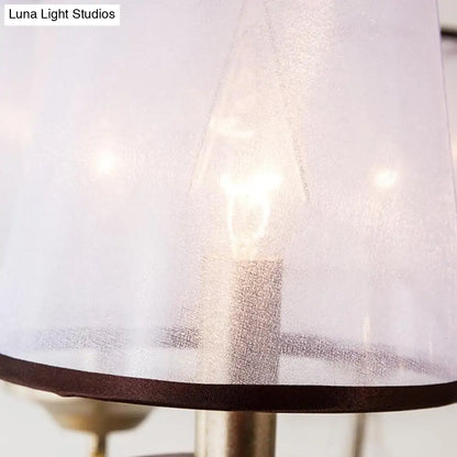 Lámpara de araña colgante cónica contemporánea - Tela, latón, cuentas de cristal - 3/6 bombillas - 53/71 cm de ancho