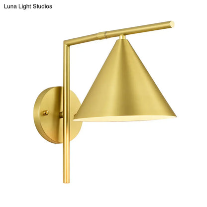 DecorBites™ DecorBites™ Contemporary Conical Wall Sconce Light for Bedroom - Metal, 1 Head, Black/White/Gold