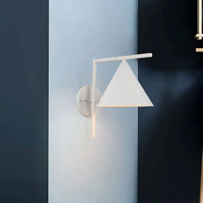 DecorBites™ DecorBites™ Contemporary Conical Wall Sconce Light for Bedroom - Metal, 1 Head, Black/White/Gold