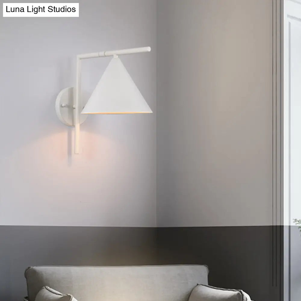 DecorBites™ DecorBites™ Contemporary Conical Wall Sconce Light for Bedroom - Metal, 1 Head, Black/White/Gold