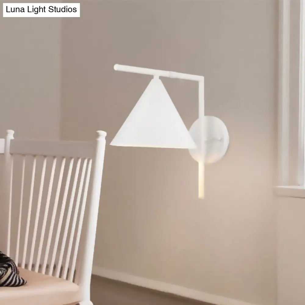 DecorBites™ DecorBites™ Contemporary Conical Wall Sconce Light for Bedroom - Metal, 1 Head, Black/White/Gold