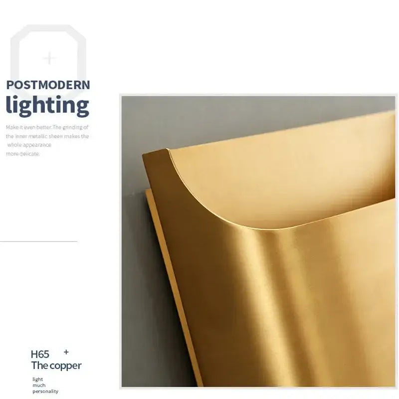 A contemporary copper brass wall sconce with a sleek curved design and polished finish for living room decorbites lighting